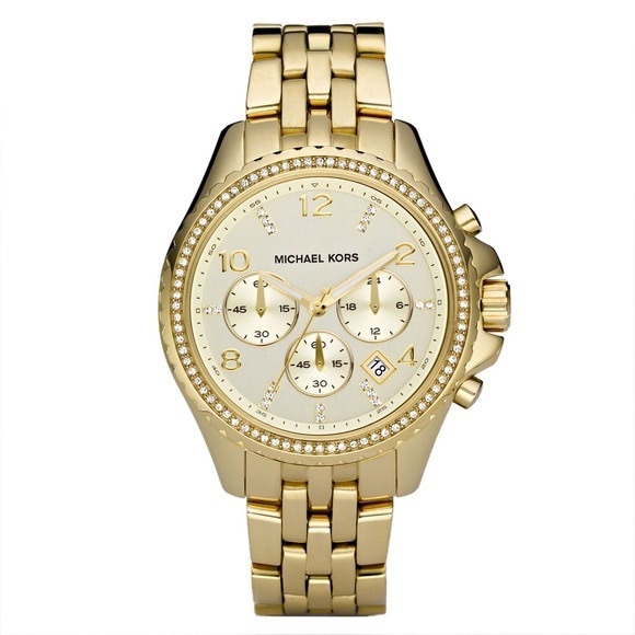 Michael Kors Gold Watch with Crystal Topring and Accents - Picture 8 of 9